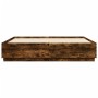 Bed frame with LED lights smoked oak wood 200x200 cm by , Beds and slatted bases - Ref: Foro24-3209587, Price: 194,43 €, Disc...