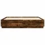 Bed frame with LED lights smoked oak wood 200x200 cm by , Beds and slatted bases - Ref: Foro24-3209587, Price: 186,69 €, Disc...