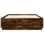 Bed frame with LED lights smoked oak wood 150x200 cm by , Beds and slatted bases - Ref: Foro24-3209608, Price: 169,52 €, Disc...