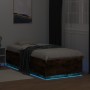 Bed frame with LED lights smoked oak wood 100x200 cm by , Beds and slatted bases - Ref: Foro24-3209629, Price: 133,64 €, Disc...