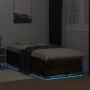 Bed frame with LED lights smoked oak wood 100x200 cm by , Beds and slatted bases - Ref: Foro24-3209629, Price: 132,00 €, Disc...