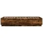 Bed frame with LED lights smoked oak wood 100x200 cm by , Beds and slatted bases - Ref: Foro24-3209629, Price: 132,00 €, Disc...