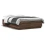 Bed frame with LED lights oak brown wood 160x200 cm by , Beds and slatted bases - Ref: Foro24-3209603, Price: 179,14 €, Disco...