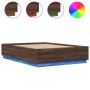 Bed frame with LED lights oak brown wood 160x200 cm by , Beds and slatted bases - Ref: Foro24-3209603, Price: 181,40 €, Disco...
