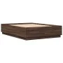 Bed frame with LED lights oak brown wood 160x200 cm by , Beds and slatted bases - Ref: Foro24-3209603, Price: 179,14 €, Disco...