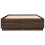 Bed frame with LED lights oak brown wood 160x200 cm by , Beds and slatted bases - Ref: Foro24-3209603, Price: 179,14 €, Disco...