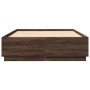 Estructura cama con luces LED madera marrón roble 160x200 cm de , Camas y somieres - Ref: Foro24-3209603, Precio: 181,40 €, D...