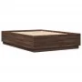 Bed frame with LED lights oak brown wood 160x200 cm by , Beds and slatted bases - Ref: Foro24-3209603, Price: 179,14 €, Disco...