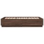 Estructura cama con luces LED madera marrón roble 160x200 cm de , Camas y somieres - Ref: Foro24-3209603, Precio: 181,40 €, D...