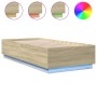 Bettgestell aus Sonoma-Eichenholz mit LED-Leuchten, 90 x 200 cm von , Betten und Lattenroste - Ref: Foro24-3209634, Preis: 13...