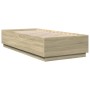 Sonoma oak wood bed frame with LED lights 90x200 cm by , Beds and slatted bases - Ref: Foro24-3209634, Price: 134,53 €, Disco...