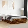 Bed frame with LED lights smoked oak wood 120x200 cm by , Beds and slatted bases - Ref: Foro24-3209622, Price: 161,27 €, Disc...