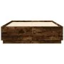 Bed frame with LED lights smoked oak wood 120x200 cm by , Beds and slatted bases - Ref: Foro24-3209622, Price: 161,27 €, Disc...