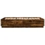 Bed frame with LED lights smoked oak wood 120x200 cm by , Beds and slatted bases - Ref: Foro24-3209622, Price: 161,27 €, Disc...