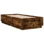 Bed frame with LED lights smoked oak wood 90x200 cm by , Beds and slatted bases - Ref: Foro24-3209636, Price: 132,59 €, Disco...
