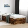 Bed frame with LED lights smoked oak wood 90x200 cm by , Beds and slatted bases - Ref: Foro24-3209636, Price: 132,59 €, Disco...