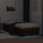 Bed frame with LED lights smoked oak wood 90x200 cm by , Beds and slatted bases - Ref: Foro24-3209636, Price: 132,59 €, Disco...