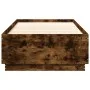 Bed frame with LED lights smoked oak wood 90x200 cm by , Beds and slatted bases - Ref: Foro24-3209636, Price: 132,59 €, Disco...