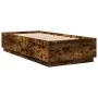 Bed frame with LED lights smoked oak wood 90x200 cm by , Beds and slatted bases - Ref: Foro24-3209636, Price: 132,59 €, Disco...
