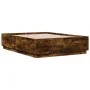 Bed frame with LED lights smoked oak wood 120x190 cm by , Beds and slatted bases - Ref: Foro24-3209657, Price: 154,63 €, Disc...