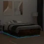 Bed frame with LED lights smoked oak wood 120x190 cm by , Beds and slatted bases - Ref: Foro24-3209657, Price: 154,63 €, Disc...