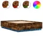 Bed frame with LED lights smoked oak wood 160x200 cm by , Beds and slatted bases - Ref: Foro24-3209601, Price: 172,11 €, Disc...