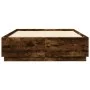Bed frame with LED lights smoked oak wood 160x200 cm by , Beds and slatted bases - Ref: Foro24-3209601, Price: 172,11 €, Disc...