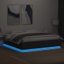 Bed frame with LED lights black engineered wood 180x200cm by , Beds and slatted bases - Ref: Foro24-3209591, Price: 189,75 €,...