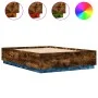 Estructura cama con luces LED madera roble ahumado 140x200 cm de , Camas y somieres - Ref: Foro24-3209615, Precio: 168,57 €, ...