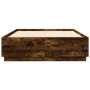 Bed frame with LED lights smoked oak wood 140x200 cm by , Beds and slatted bases - Ref: Foro24-3209615, Price: 170,63 €, Disc...