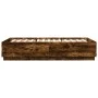 Estructura cama con luces LED madera roble ahumado 140x200 cm de , Camas y somieres - Ref: Foro24-3209615, Precio: 168,57 €, ...