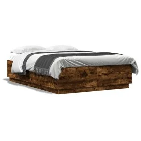 Smoked oak engineered wood bed frame 140x200cm by , Beds and slatted bases - Ref: Foro24-3209706, Price: 152,85 €, Discount: %