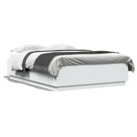 Weißer Bettrahmen aus Holzwerkstoff, 150 x 200 cm von , Betten und Lattenroste - Ref: Foro24-3209695, Preis: 158,12 €, Rabatt: %
