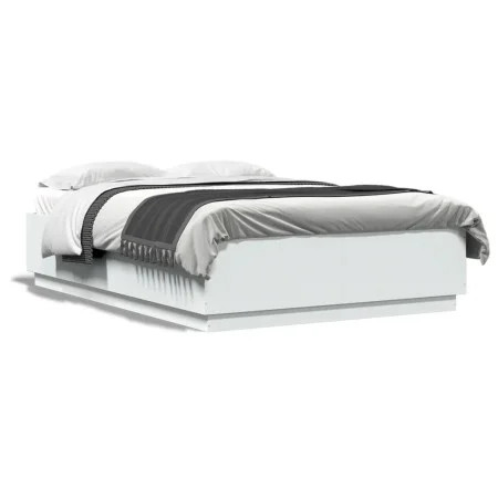 White engineered wood bed frame 150x200 cm by , Beds and slatted bases - Ref: Foro24-3209695, Price: 156,25 €, Discount: %