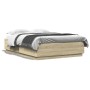 Sonoma oak engineered wood bed frame 150x200 cm by , Beds and slatted bases - Ref: Foro24-3209697, Price: 151,52 €, Discount: %