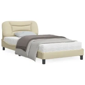 Bed frame with LED lights cream fabric 100x200 cm by , Beds and slatted bases - Ref: Foro24-3213688, Price: 163,22 €, Discoun...