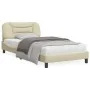 Bed frame with LED lights cream fabric 100x200 cm by , Beds and slatted bases - Ref: Foro24-3213688, Price: 163,22 €, Discoun...