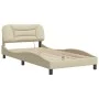 Bed frame with LED lights cream fabric 100x200 cm by , Beds and slatted bases - Ref: Foro24-3213688, Price: 163,22 €, Discoun...
