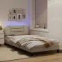 Bed frame with LED lights cream fabric 100x200 cm by , Beds and slatted bases - Ref: Foro24-3213688, Price: 163,22 €, Discoun...