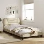 Bed frame with LED lights cream fabric 100x200 cm by , Beds and slatted bases - Ref: Foro24-3213688, Price: 163,22 €, Discoun...