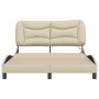 Bed frame with LED lights cream fabric 120x200 cm by , Beds and slatted bases - Ref: Foro24-3213695, Price: 211,76 €, Discoun...
