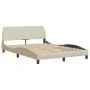 Bed frame with LED lights cream fabric 120x200 cm by , Beds and slatted bases - Ref: Foro24-3213695, Price: 221,85 €, Discoun...