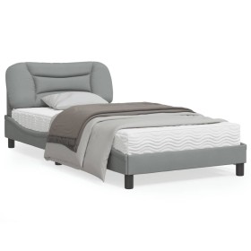 Bed frame with LED lights light gray fabric 100x200 cm by , Beds and slatted bases - Ref: Foro24-3213683, Price: 148,04 €, Di...