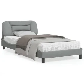 Bed frame with LED lights light gray fabric 100x200 cm by , Beds and slatted bases - Ref: Foro24-3213683, Price: 152,70 €, Di...