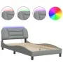 Estructura de cama con luces LED tela gris claro 100x200 cm de , Camas y somieres - Ref: Foro24-3213683, Precio: 152,69 €, De...