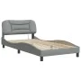 Estructura de cama con luces LED tela gris claro 100x200 cm de , Camas y somieres - Ref: Foro24-3213683, Precio: 152,69 €, De...
