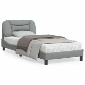 Bed frame with LED lights light gray fabric 90x190 cm by , Beds and slatted bases - Ref: Foro24-3213669, Price: 168,18 €, Dis...