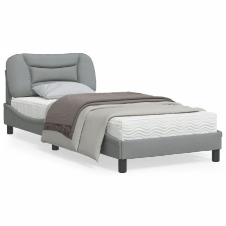 Bed frame with LED lights light gray fabric 90x190 cm by , Beds and slatted bases - Ref: Foro24-3213669, Price: 170,16 €, Dis...