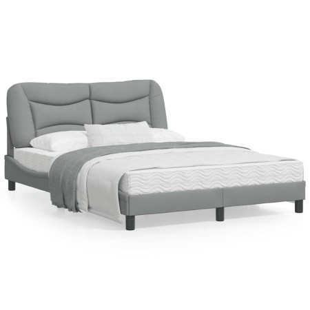 Bed frame with LED lights light gray fabric 140x190 cm by , Beds and slatted bases - Ref: Foro24-3213697, Price: 209,58 €, Di...