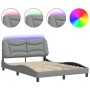 Bed frame with LED lights light gray fabric 140x190 cm by , Beds and slatted bases - Ref: Foro24-3213697, Price: 209,58 €, Di...